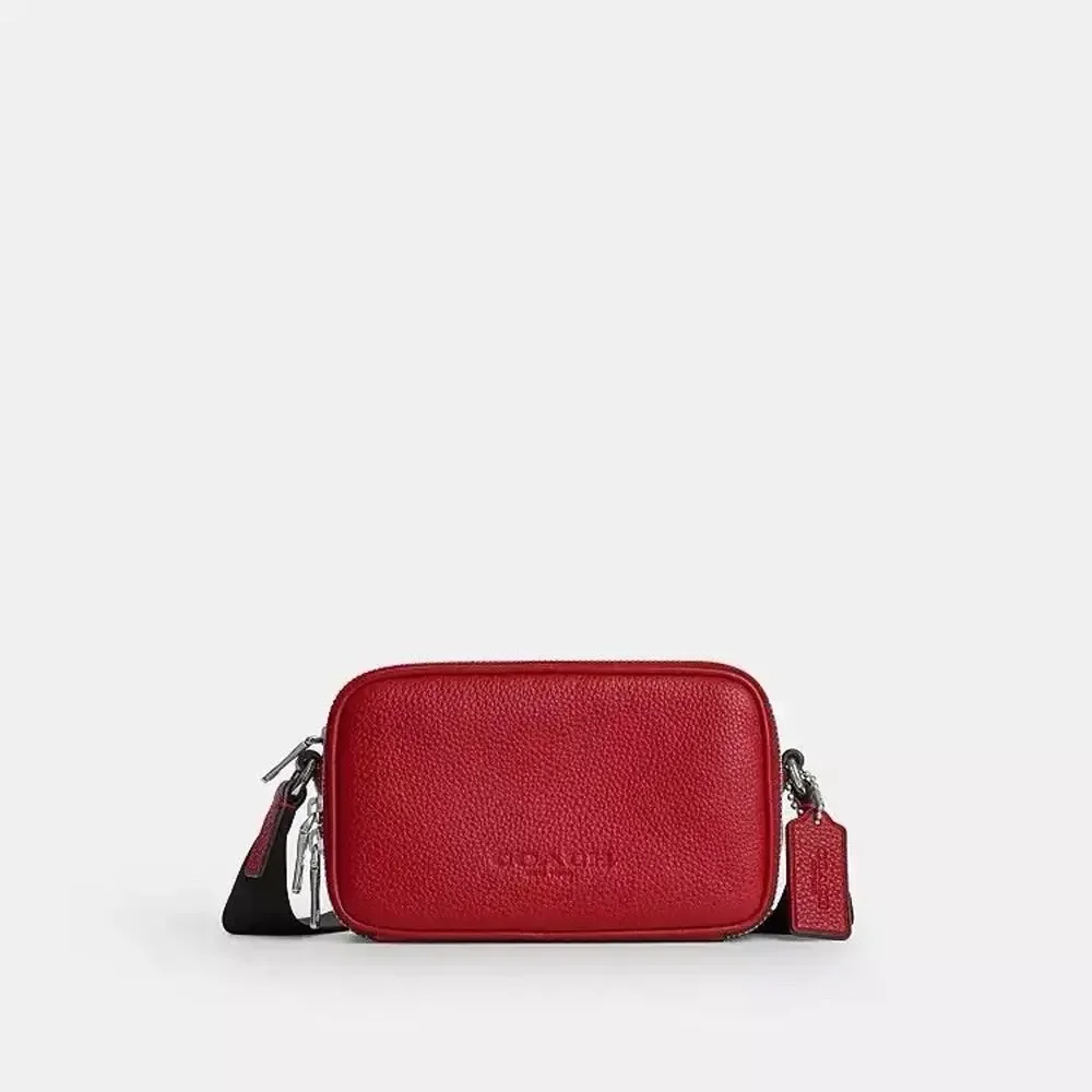 NWT Coach Colton Crossbody Bag 19 CET66 Pebble Leather Silver poppy